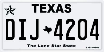 TX license plate DIJ4204