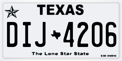 TX license plate DIJ4206