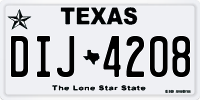 TX license plate DIJ4208
