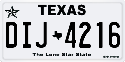 TX license plate DIJ4216