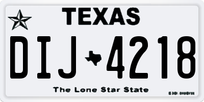 TX license plate DIJ4218