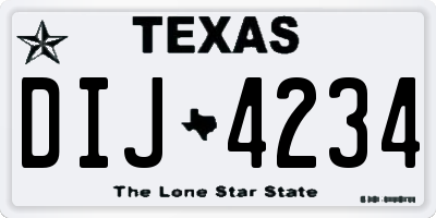 TX license plate DIJ4234