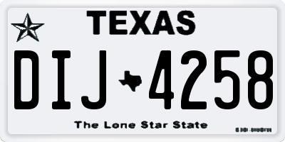 TX license plate DIJ4258