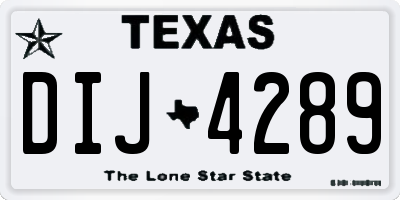 TX license plate DIJ4289