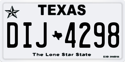 TX license plate DIJ4298
