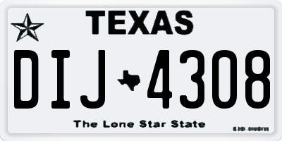 TX license plate DIJ4308