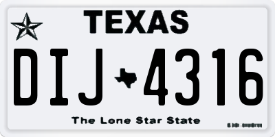 TX license plate DIJ4316