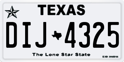 TX license plate DIJ4325