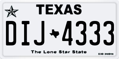 TX license plate DIJ4333