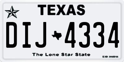 TX license plate DIJ4334