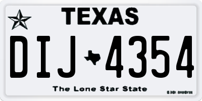 TX license plate DIJ4354