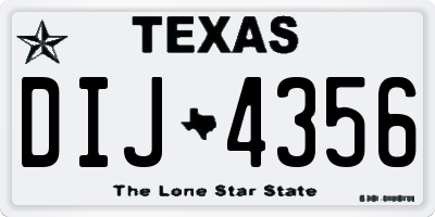 TX license plate DIJ4356