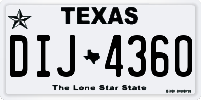 TX license plate DIJ4360
