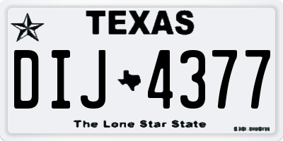 TX license plate DIJ4377