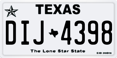 TX license plate DIJ4398
