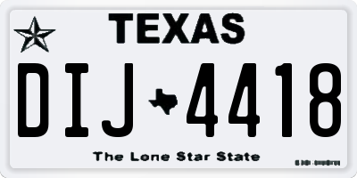TX license plate DIJ4418