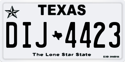 TX license plate DIJ4423