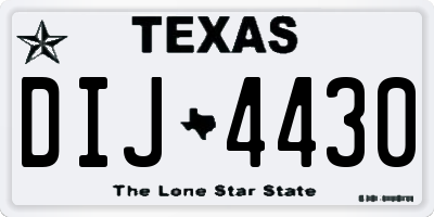 TX license plate DIJ4430