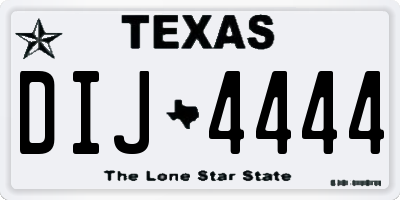 TX license plate DIJ4444