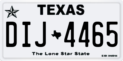 TX license plate DIJ4465