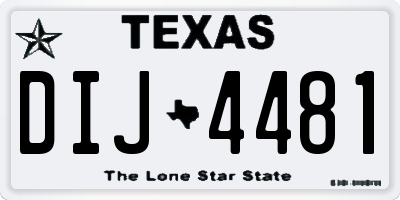 TX license plate DIJ4481