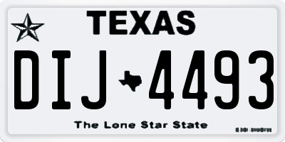 TX license plate DIJ4493