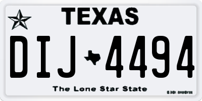 TX license plate DIJ4494