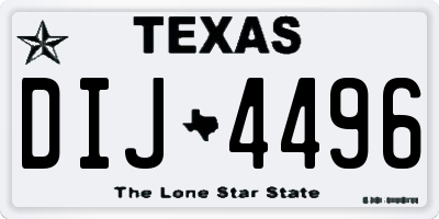 TX license plate DIJ4496