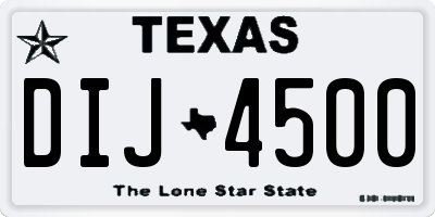TX license plate DIJ4500