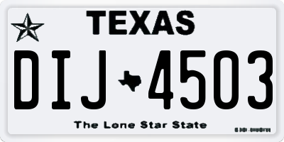 TX license plate DIJ4503