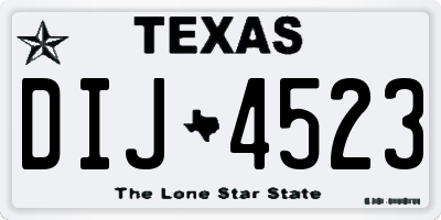 TX license plate DIJ4523