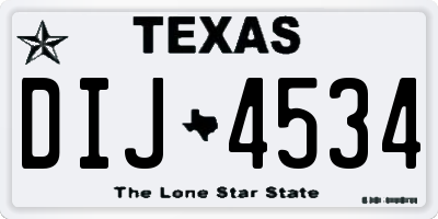TX license plate DIJ4534