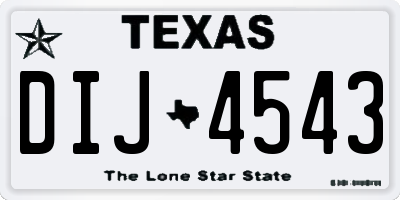 TX license plate DIJ4543