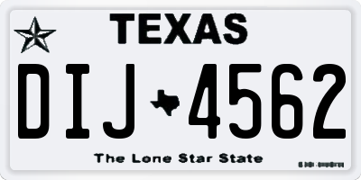 TX license plate DIJ4562