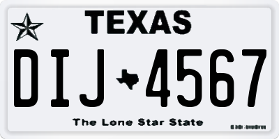 TX license plate DIJ4567