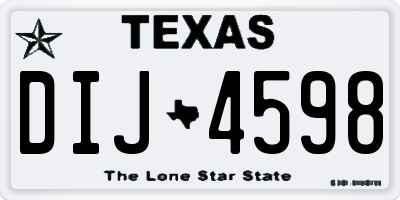 TX license plate DIJ4598