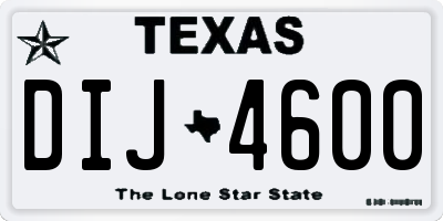 TX license plate DIJ4600