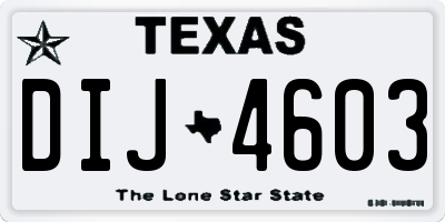 TX license plate DIJ4603
