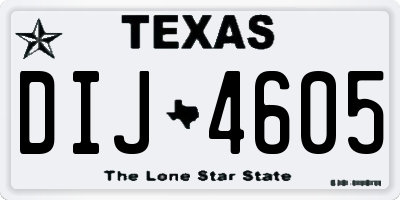 TX license plate DIJ4605