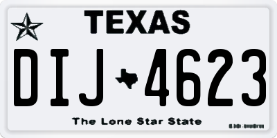TX license plate DIJ4623
