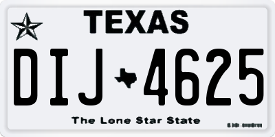 TX license plate DIJ4625