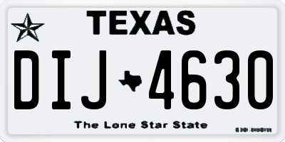 TX license plate DIJ4630