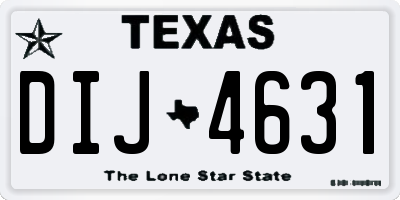 TX license plate DIJ4631