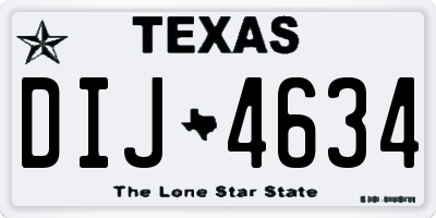 TX license plate DIJ4634