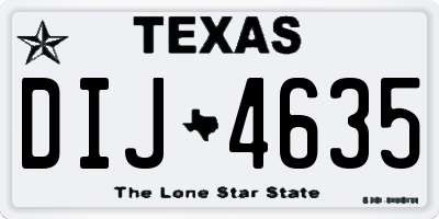 TX license plate DIJ4635