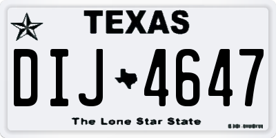TX license plate DIJ4647
