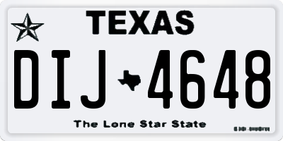TX license plate DIJ4648