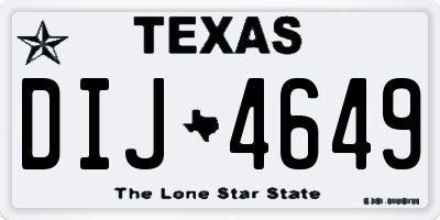 TX license plate DIJ4649