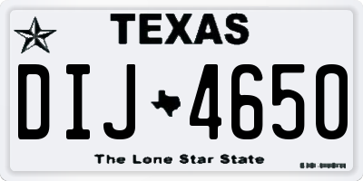 TX license plate DIJ4650