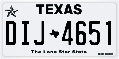 TX license plate DIJ4651